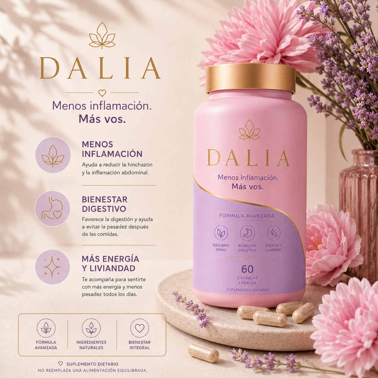 DALIA| SPARK | Ashwagandha + Cúrcuma Fórmula avanzada para el bienestar femenino